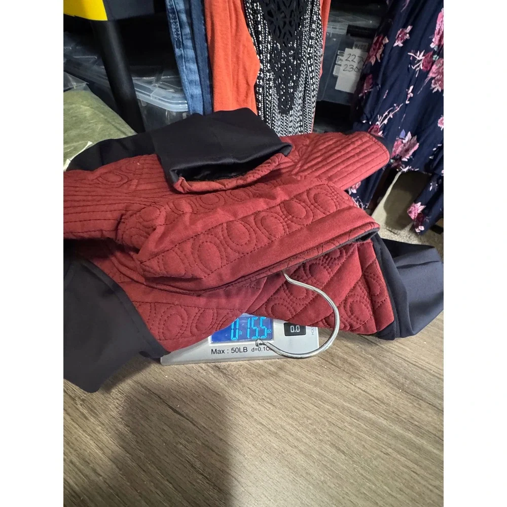 Kerrits‎ Womens Red Black Quilted Horseshoe Equestrian Full Zip Jacket  Large
